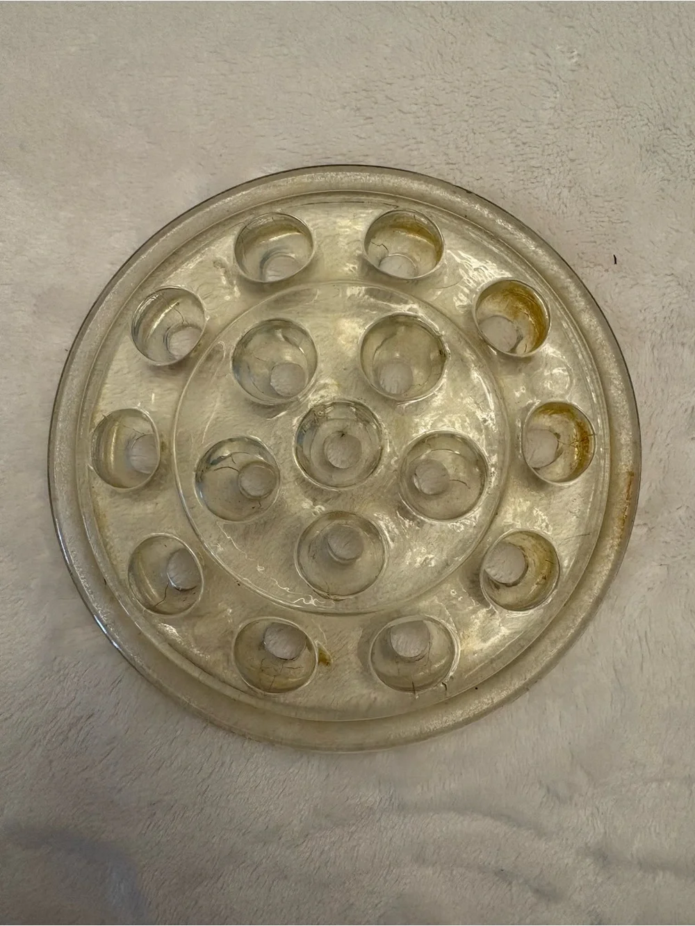 Vintage Clear Glass Flower Frog 16 hole